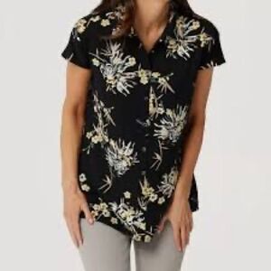 NWOT Halston Jet set Floral Jersey Tunic Top Womens Sz L